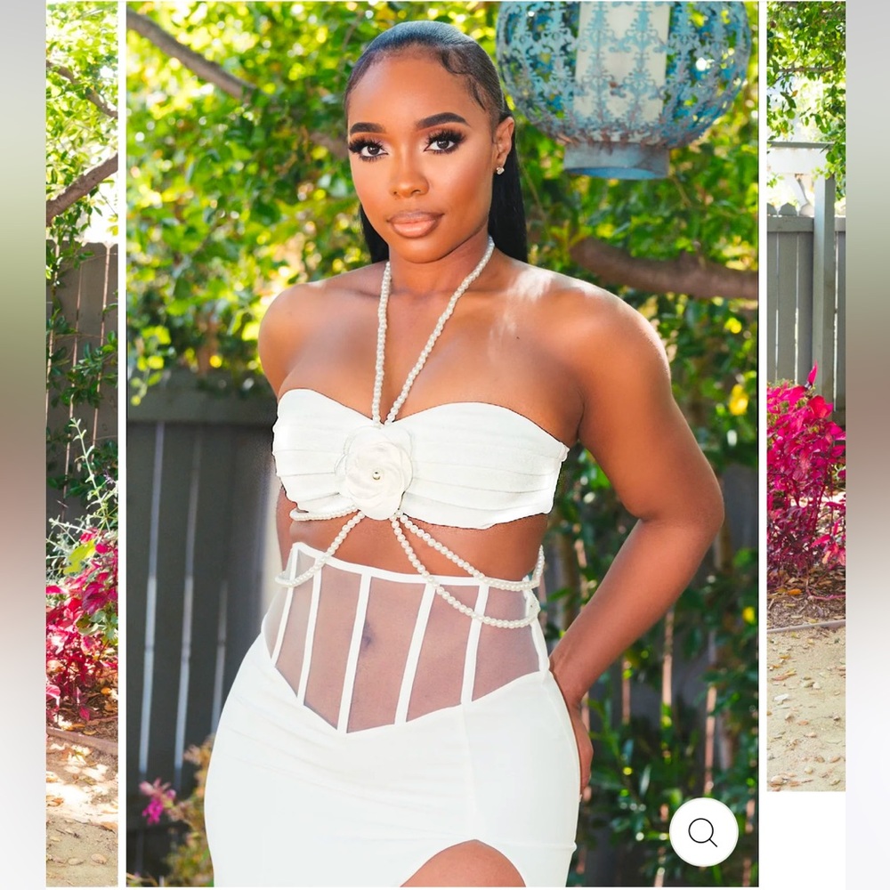Skirt & Top Set – White Pearl Corset & Maxi Skirt XS/S - Picture 10 of 10